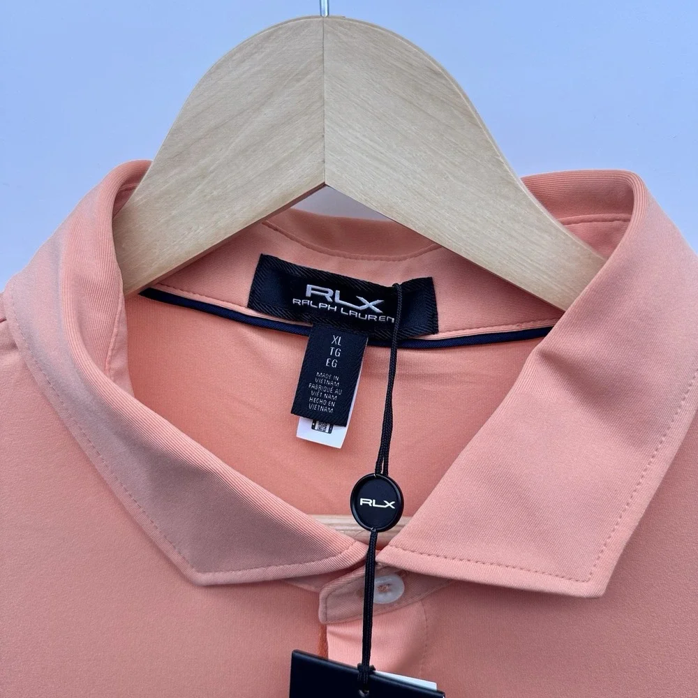 RLX Ralph Lauren Gold Concept 1 Red Mens XL Solid Golf Shirt Lightweight